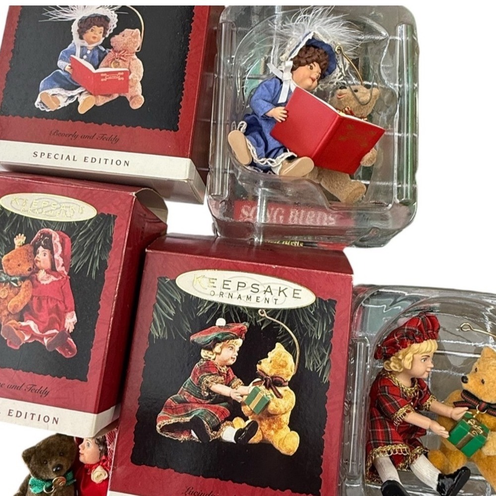 Lot of 3 Hallmark Keepsake Ornaments Beverly Lucinda Teddy Bear Special‎ Edition